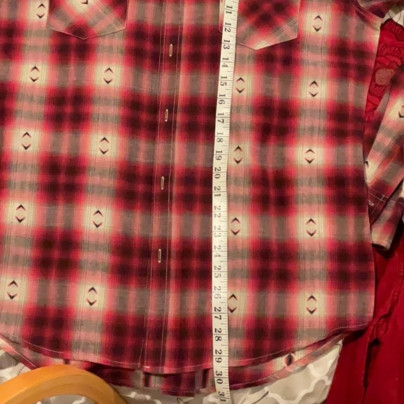 Western Shirt JNCO Crown Brand Size L Western Cut Red Plaid L/S Button Down - Picture 6 of 8